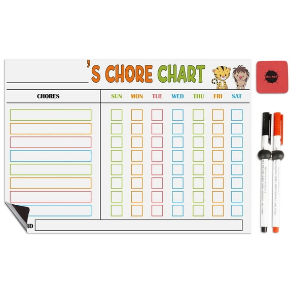 Inkdotpot MagneticWhiteboard Chore Chart ChoreChart ForRefrigerator- Dry Erase Behavior Chart For Kids Responsibility ChartWith 2 Fine Tip Marker & Eraser