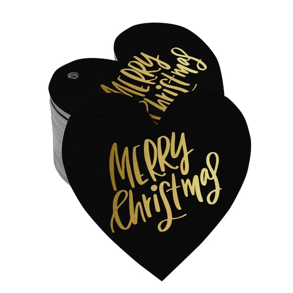 Inkdotpot Merry Christmas Bottle Tag Real Gold Foil Favor Hang Tags Pack Of 100
