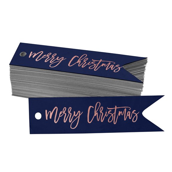 Inkdotpot Merry Christmas Bottle Tag Real Rose Gold Foil Favor Hang Tags Pack Of 50