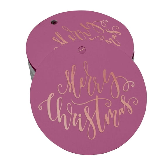 Inkdotpot Merry Christmas Bottle Tag Real Rose Gold Foil Favor Hang Tags Pack Of 50