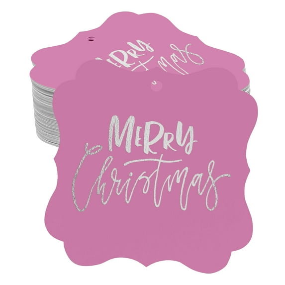 Inkdotpot Merry Christmas Bottle Tag Real Silver Foil Favor Bracket Shape Hang Tags Pack Of 100