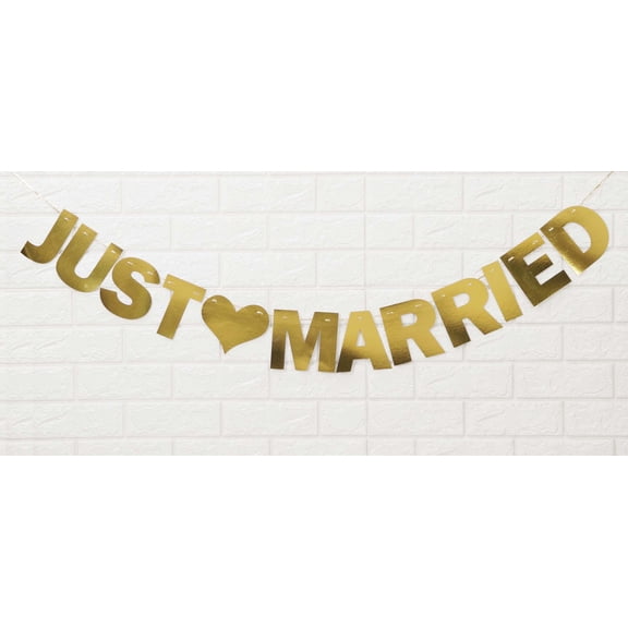 Inkdotpot Metallic Gold Just Married Pre Strung Bunting Wedding Banner Wedding Bunting Wedding Engagement Sign Photo Prop