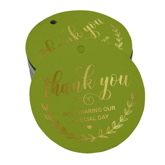 Inkdotpot Pack Of 100 Real Gold Foil Paper Tags Thank You For Sharing Our Special Day Bridal Shower-Baby Shower-Retirement-Wedding-Birthday Favor Hang Tags