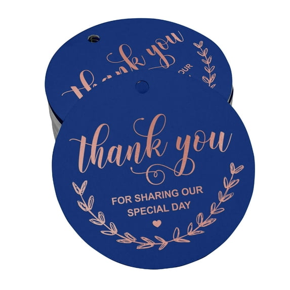 Inkdotpot Pack Of 100 Real Rose Gold Foil Paper Tags Thank You For Sharing Our Special Day Bridal Shower-Baby Shower-Retirement-Wedding-Birthday Favor Hang Tags