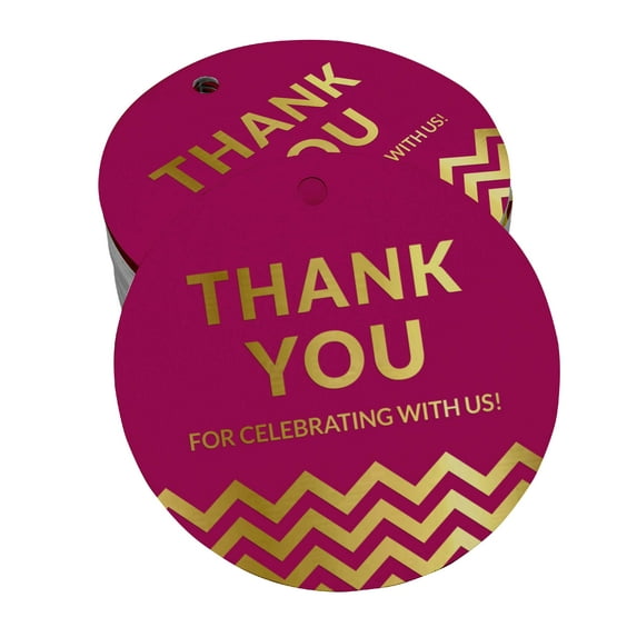 Inkdotpot Pack Of 100 Thank You For Celebrating With Us Bridal Shower-Baby Shower-Retirement-Wedding-Birthday Favor Paper Tags Craft Real Gold Foil Hang Tags