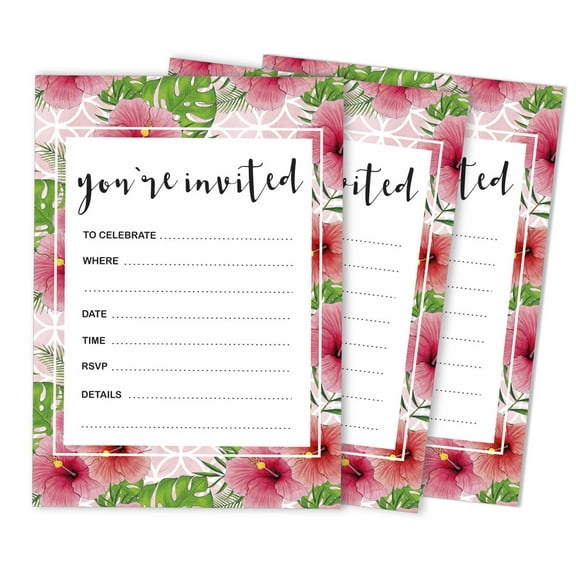 Inkdotpot Pack Of 30, You're Invited Invitations With Envelopes, Floral Invites for Your Wedding, Bridal Shower, Baby Shower, Birthday Invites Fill-In Style 5 X 7 Inches