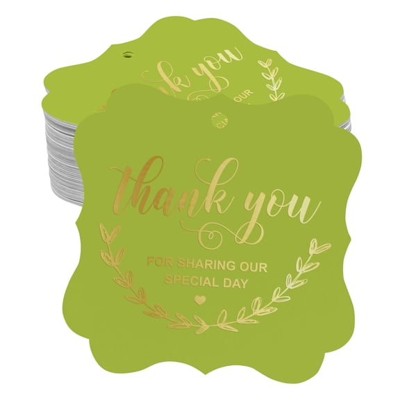 Inkdotpot Pack Of 50 Thank You For Sharing Our Special Day Bridal Shower-Baby Shower-Retirement-Wedding-Birthday Paper Tags DIY Craft Bracket Shape Real Gold Foil Hang Tags