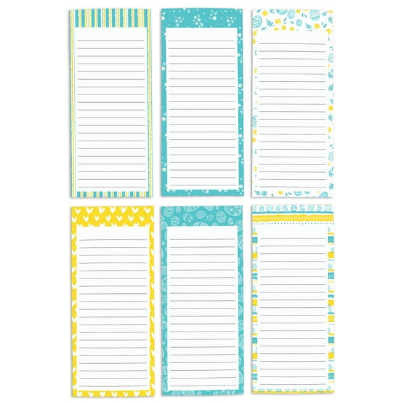 Inkdotpot Pack of 6 Funny Magnetic Dry Erase List For Fridge, Wipe Clean w/ NoStain, Quick Notes Shopping & Grocery List Whiteboard for Fridge, 8.75" x 3.8"(Easter)