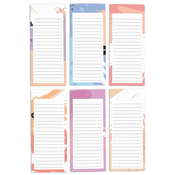 Inkdotpot Pack of 6 Funny Magnetic Dry Erase List For Fridge, Wipe Clean w/ NoStain, Quick Notes Shopping & Grocery List Whiteboard for Fridge, 8.75" x 3.8"(Brush Stroke)