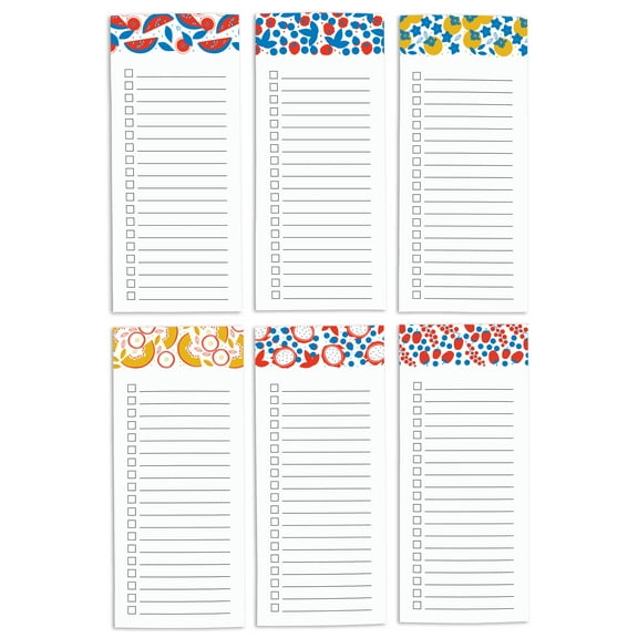 Inkdotpot Pack of 6 Funny Magnetic Dry Erase List For Fridge, Wipe Clean w/ NoStain, Quick Notes Shopping & Grocery List Whiteboard for Fridge, 8.75" x 3.8"(Fruits)