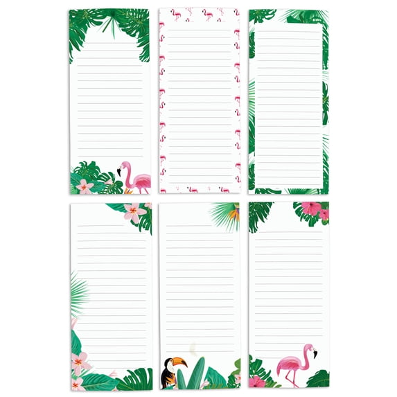 Inkdotpot Pack of 6 Funny Magnetic Dry Erase List For Fridge, Wipe Clean w/ NoStain, Quick Notes Shopping & Grocery List Whiteboard for Fridge, 8.75" x 3.8"(Tropical)