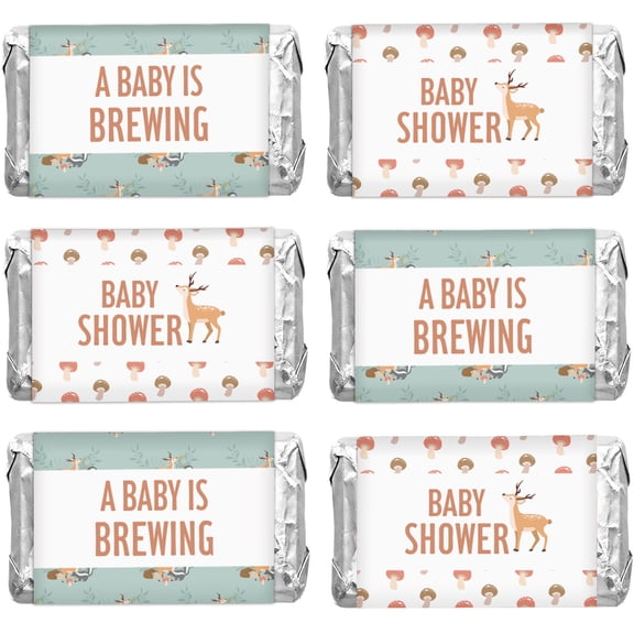Inkdotpot Pack of 90, Baby Shower Candy Wrappers, Mini Candy Bar Miniatures Wrappers Chocolate Bar Label Stickers forBoy,GirlBaby Shower Decor (No Candy) (Fox)-a