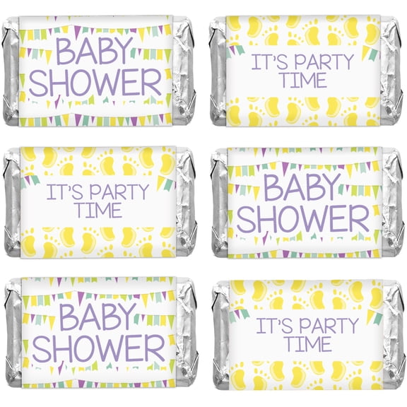 Inkdotpot Pack of 90, Baby Shower Candy Wrappers, Mini Candy Bar Miniatures Wrappers Chocolate Bar Label Stickers forBoy,GirlBaby Shower Decor (No Candy) (Giraffe)