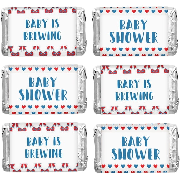Inkdotpot Pack of 90, Baby Shower Candy Wrappers, Mini Candy Bar Miniatures Wrappers Chocolate Bar Label Stickers forBoy,GirlBaby Shower Decor (No Candy) (Postcard)