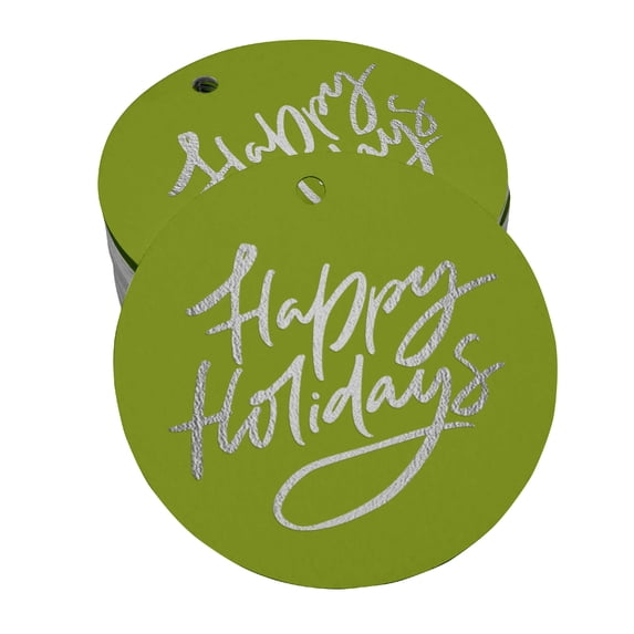 Inkdotpot Pack Of 100 Happy Holiday Favor Paper Tags Craft Real Silver Foil Hang Tags