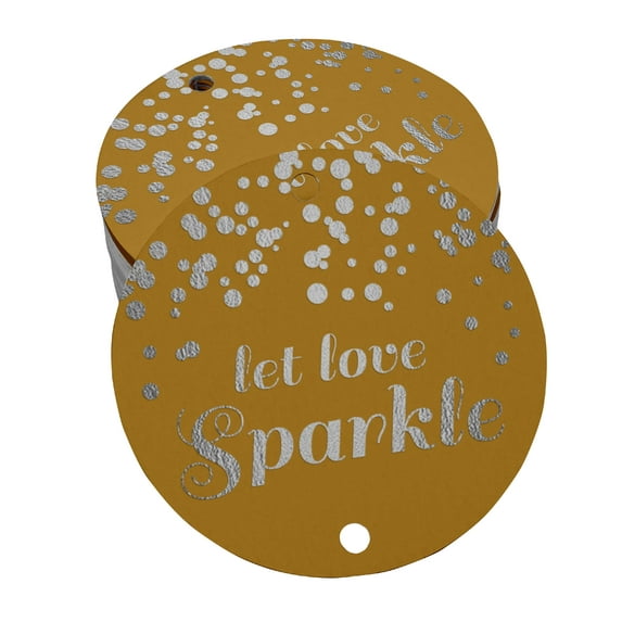 Inkdotpot Pack Of 100 Let Love Sparkle Wedding Favor Paper Tags Craft Real Silver Foil Hang Tags