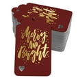thumbnail image 1 of Inkdotpot Pack Of 100 Merry And Bright Christmas Favor Paper Tags Craft Real Gold Foil Hang Tags, 1 of 6