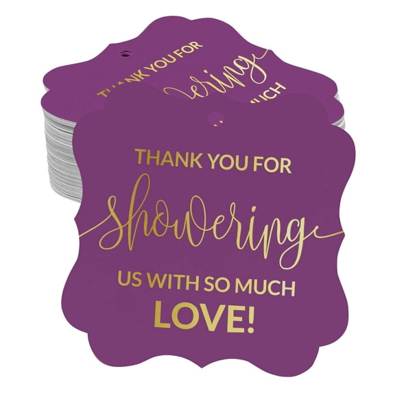 Inkdotpot Pack Of 100 Real Gold Foil Bracket Shape Paper Tags Thank You Baby/ Bridal Shower Favor Hang Tags