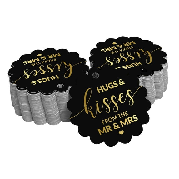 Inkdotpot 100 Pack Hugs & Kisses From The Wedding Favor Paper Tags Craft Real Gold Foil Hang Tags