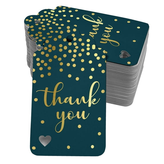 Inkdotpot Pack Of 100 Real Gold Foil Paper Tags ThankYou Bridal Shower-Baby Shower-Retirement-Wedding-Birthday Favor Hang Tags