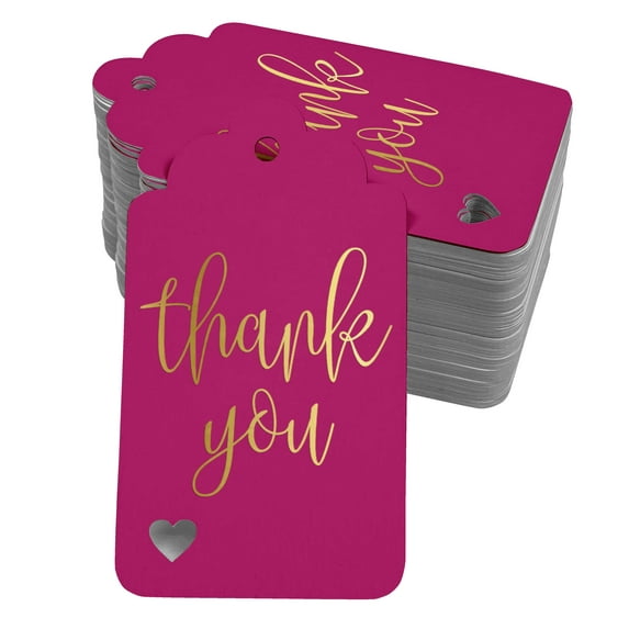 Inkdotpot Pack Of 100 Real Gold Foil Paper Tags ThankYou Bridal Shower-Baby Shower-Retirement-Wedding-Birthday Favor Hang Tags