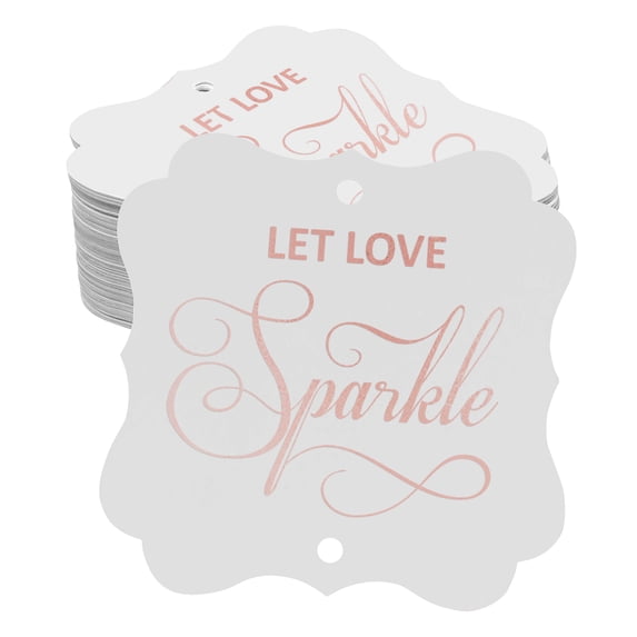 Inkdotpot Pack Of 100 Real Rose Gold Foil Bracket Shape Paper Tags Let Love Sparkle Wedding Favor Hang Tags