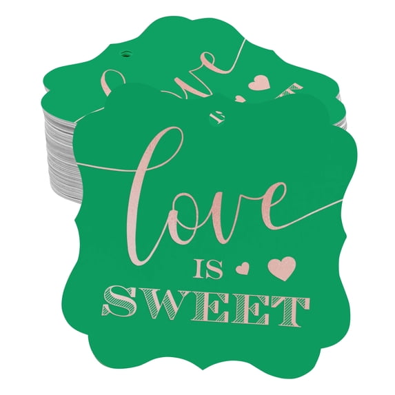 Inkdotpot Pack Of 100 Real Rose Gold Foil Bracket Shape Paper Tags Love Is Sweet Wedding Favor Hang Tags