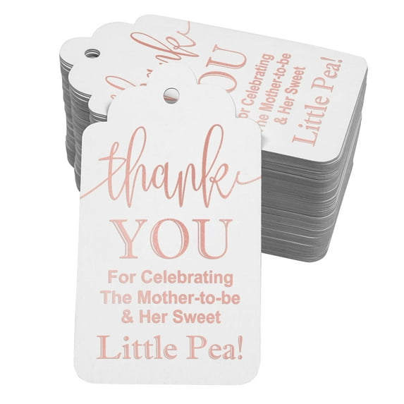 Inkdotpot Pack Of 100 Real Rose Gold Foil Paper Tags ThankYou For Celebrating The Mother To Be Baby Shower Favor Hang Tags