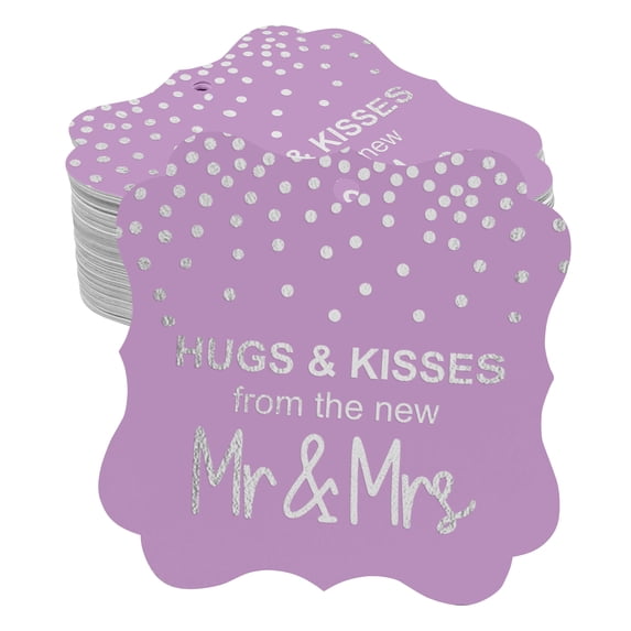 Inkdotpot Pack Of 100 Real Silver Foil Bracket Shape Paper Tags Hugs & Kisses From The New Wedding Favor Hang Tags