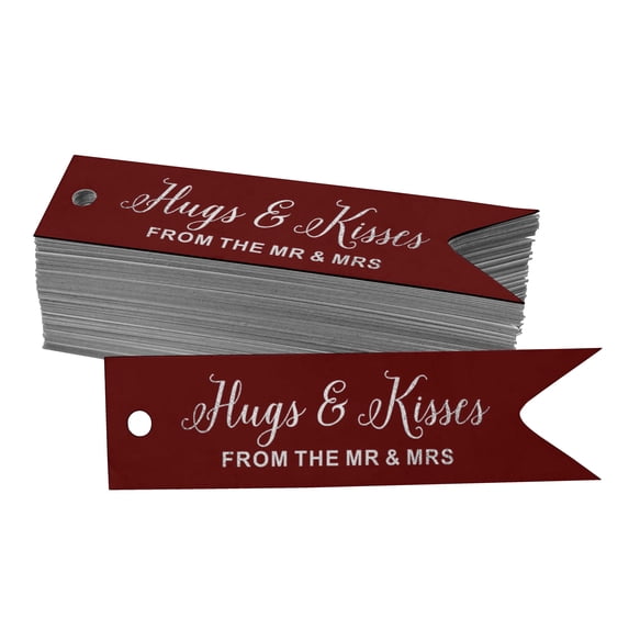 Inkdotpot Pack Of 100 Real Silver Foil Paper Tags Hugs & Kisses From The Wedding Favor Hang Tags