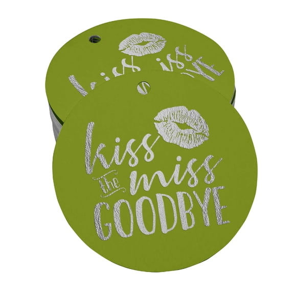 Inkdotpot Pack Of 100 Real Silver Foil Paper Tags Kiss The Miss Goodbye Bridal Shower Favor Hang Tags