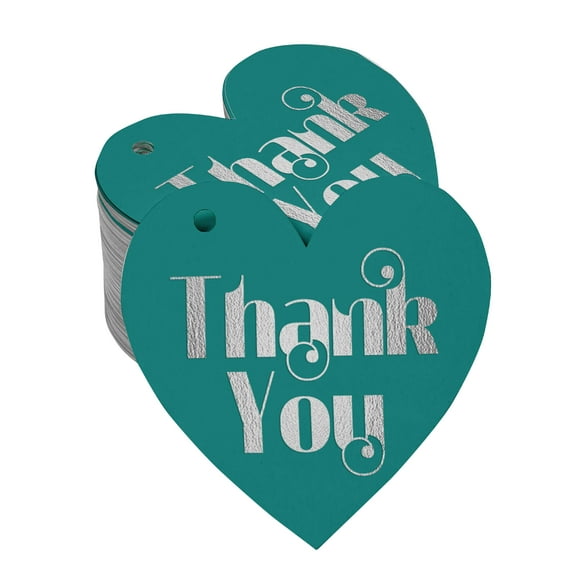 Inkdotpot Pack Of 100 Real Silver Foil Paper Tags Thank You Bridal Shower-Baby Shower-Retirement-Wedding-Birthday Favor Hang Tags