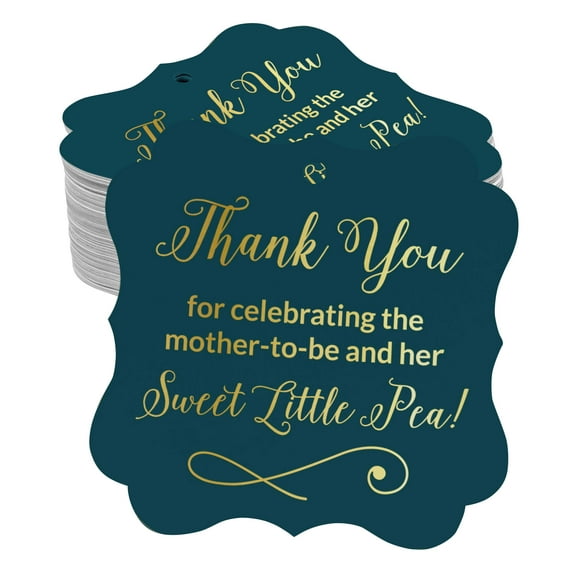 Inkdotpot Pack Of 100 Thank You For Celebrating The Mother To Be Baby Shower Paper Tags DIY Craft Bracket Shape Real Gold Foil Hang Tags