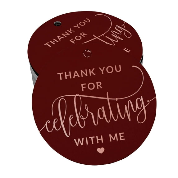 Inkdotpot Pack Of 100 Thank You For Celebrating With Me Birthday Favor Paper Tags Craft Real Rose Gold Foil Hang Tags
