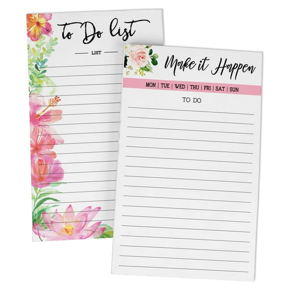 Inkdotpot Pack Of 2 Daily Planner List Undated Notepads, Memo Pad To-Do List Tear Off List Pad- Organizer- Scheduler- Organize Tasks (50 Sheets Each)-W9
