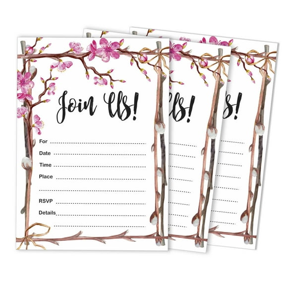 Inkdotpot Pack Of 30, Join Us Invitations With Envelopes, Floral Watercolor Invites for Your Wedding, Bridal Shower, Baby Shower, Engagement Party, Birthday 5 X 7 Inches