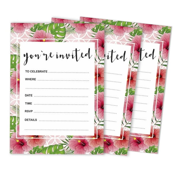 Inkdotpot Pack Of 30, You're Invited Invitations With Envelopes, Floral Invites for Your Wedding, Bridal Shower, Baby Shower, Birthday Invites Fill-In Style 5 X 7 Inches