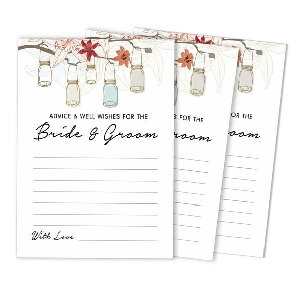 Inkdotpot Pack Of 50 Advice Cards, Advice & Well Wishes For The Bride and Groom, Mr and Mrs Wedding Game Activity 5x7 inches