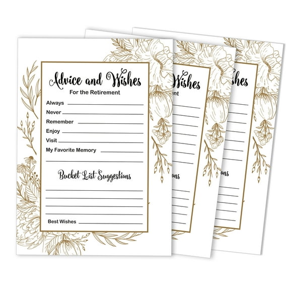 Inkdotpot Pack Of 50 Advice & Wishes For Retirement Party, Game Activity For Retirement Party Celebration, Guestbook Alternative 5X7 inches