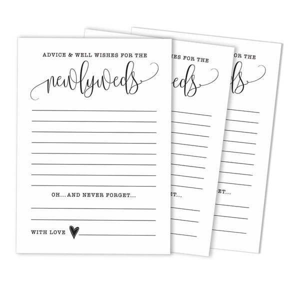 Inkdotpot Pack Of 50 Classic White Advice Cards, Advice & Wishes For The Bride and Groom, Mr and Mrs Wedding Game Activity 5x7 inches