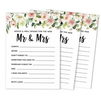 Inkdotpot Pack Of 50 Floral Advice Cards, Wishes For The Bride and Groom, Mr and Mrs Wedding Guest Game Activity 5x7 inches