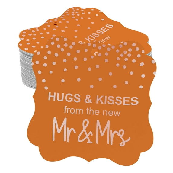 Inkdotpot Pack Of 50 Hugs & Kisses From The New Wedding Paper Tags DIY Craft Bracket Shape Real Rose Gold Foil Hang Tags