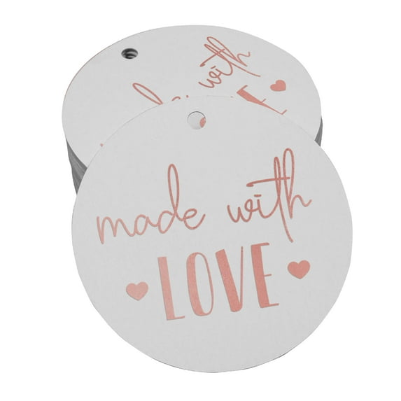 Inkdotpot Pack Of 50 Made With Love Text Favor Paper Tags Craft Real Rose Gold Foil Hang Tags