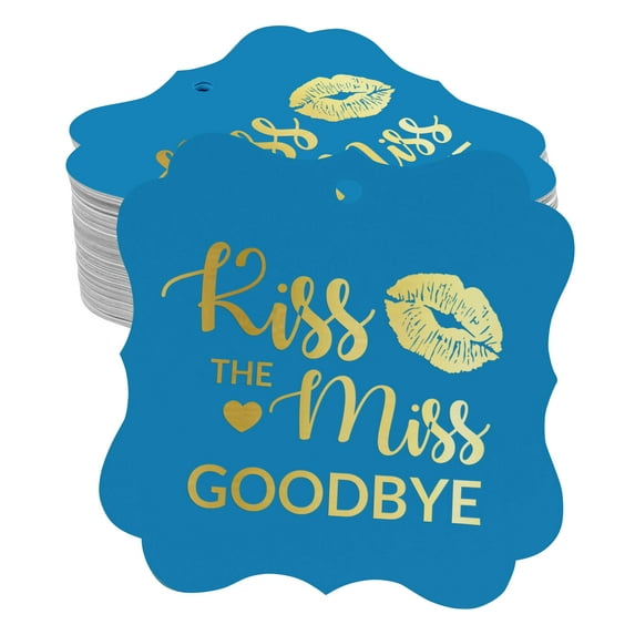 Inkdotpot Pack Of 50 Real Gold Foil Bracket Shape Paper Tags Kiss The Miss Goodbye Bridal Shower Favor Hang Tags