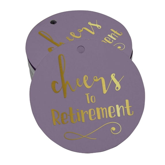 Inkdotpot Pack Of 50 Real Gold Foil Paper Tags Cheers To Retirement Favor Hang Tags