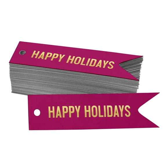 Inkdotpot Pack Of 50 Real Gold Foil Paper Tags Happy Holiday Favor Hang Tags