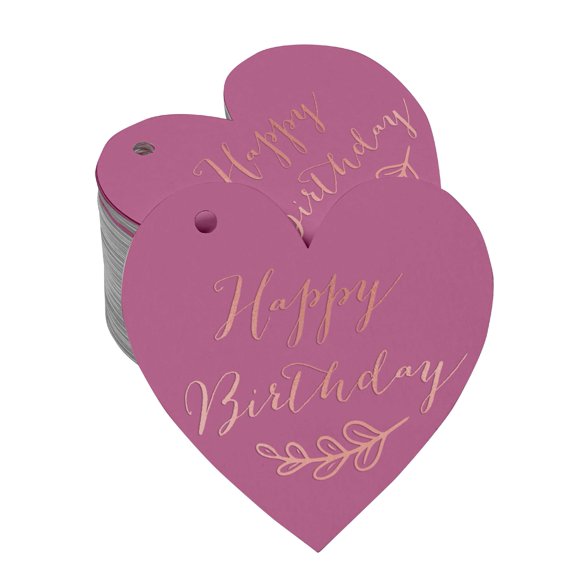 Inkdotpot Pack Of 50 Real Rose Gold Foil Paper Tags Happy Birthday Favor Hang Tags