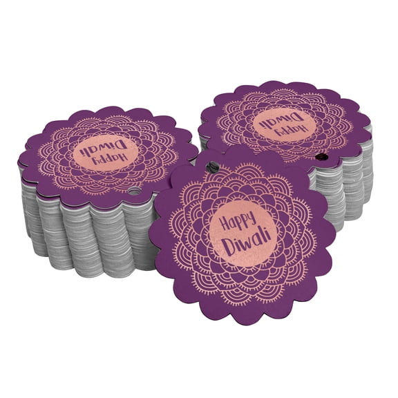 Inkdotpot Pack Of 50 Real Rose Gold Foil Paper Tags Happy Diwali Favor Hang Tags