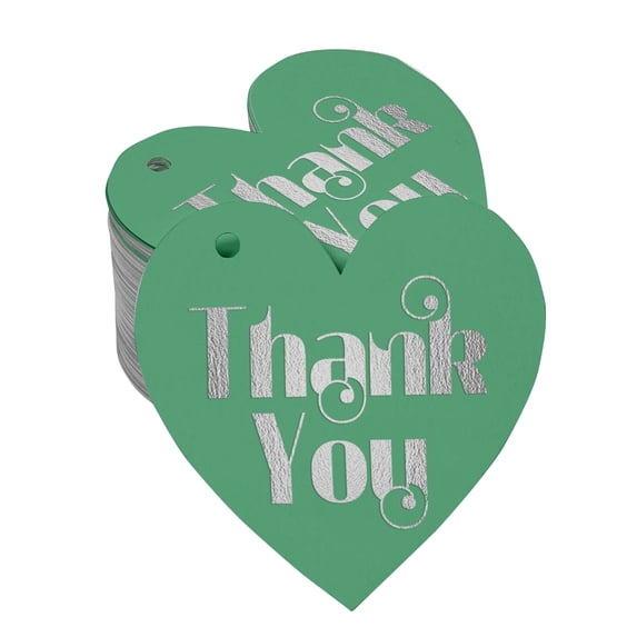 Inkdotpot Pack Of 50 Real Silver Foil Paper Tags Thank You Bridal Shower-Baby Shower-Retirement-Wedding-Birthday Favor Hang Tags
