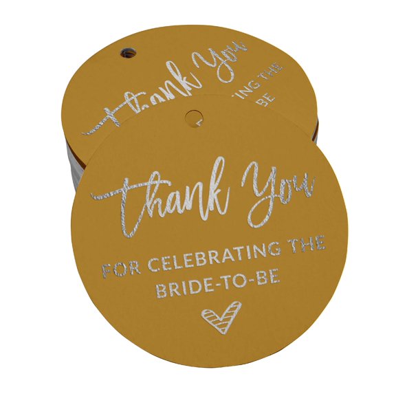 Inkdotpot Pack Of 50 Real Silver Foil Paper Tags Thank You For Celebrating The Bride To Be Bridal Shower Favor Hang Tags